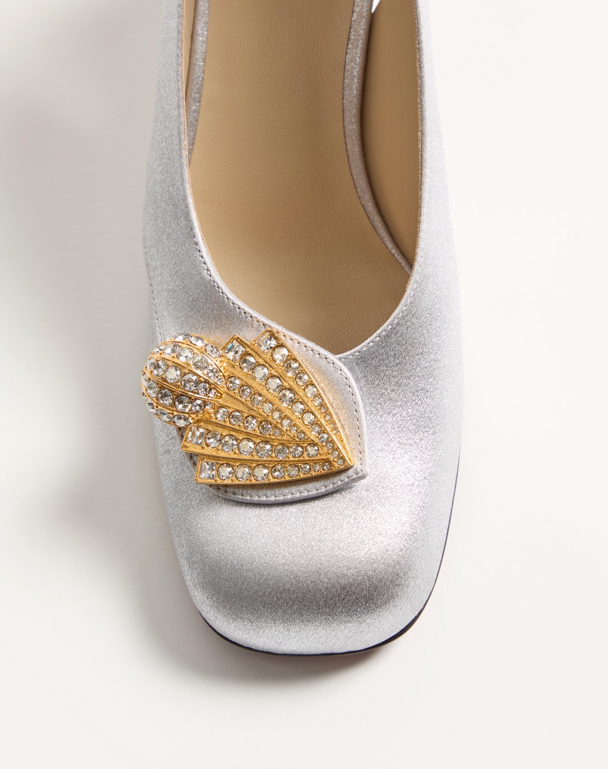 Shop Valentino Adamantine Slingback Pumps In Glitter Fabric 60mm In White