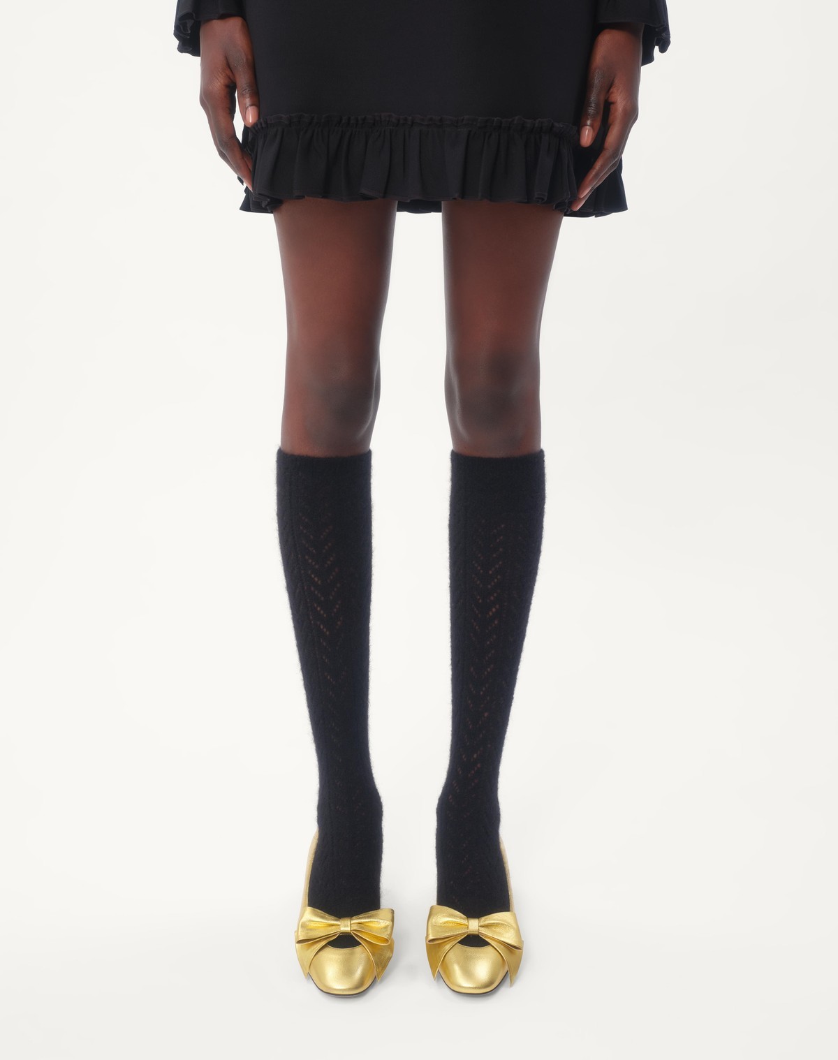 Valentino Stretch Mohair Blend Knee-high Socks In Black