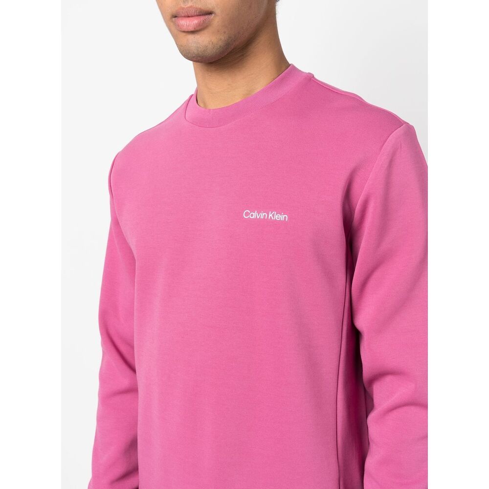 Calvin Klein Round-collar Long-sleeve Hoodie In Pink