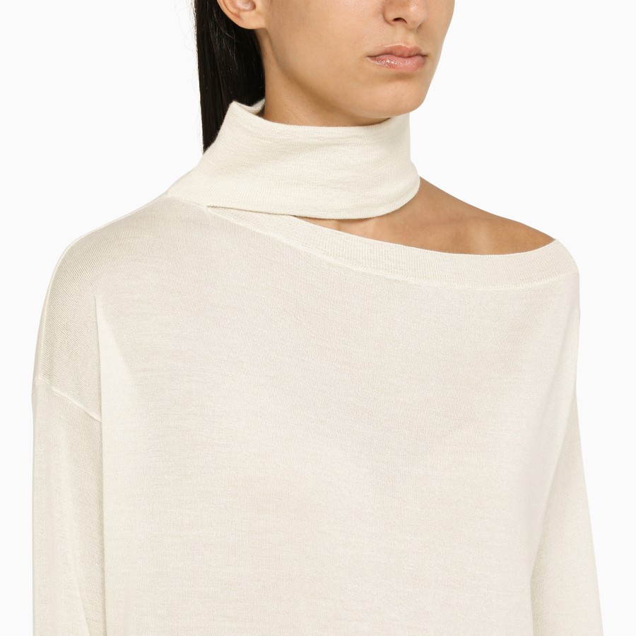 Valentino Asymmetric Turtleneck Sweater In White