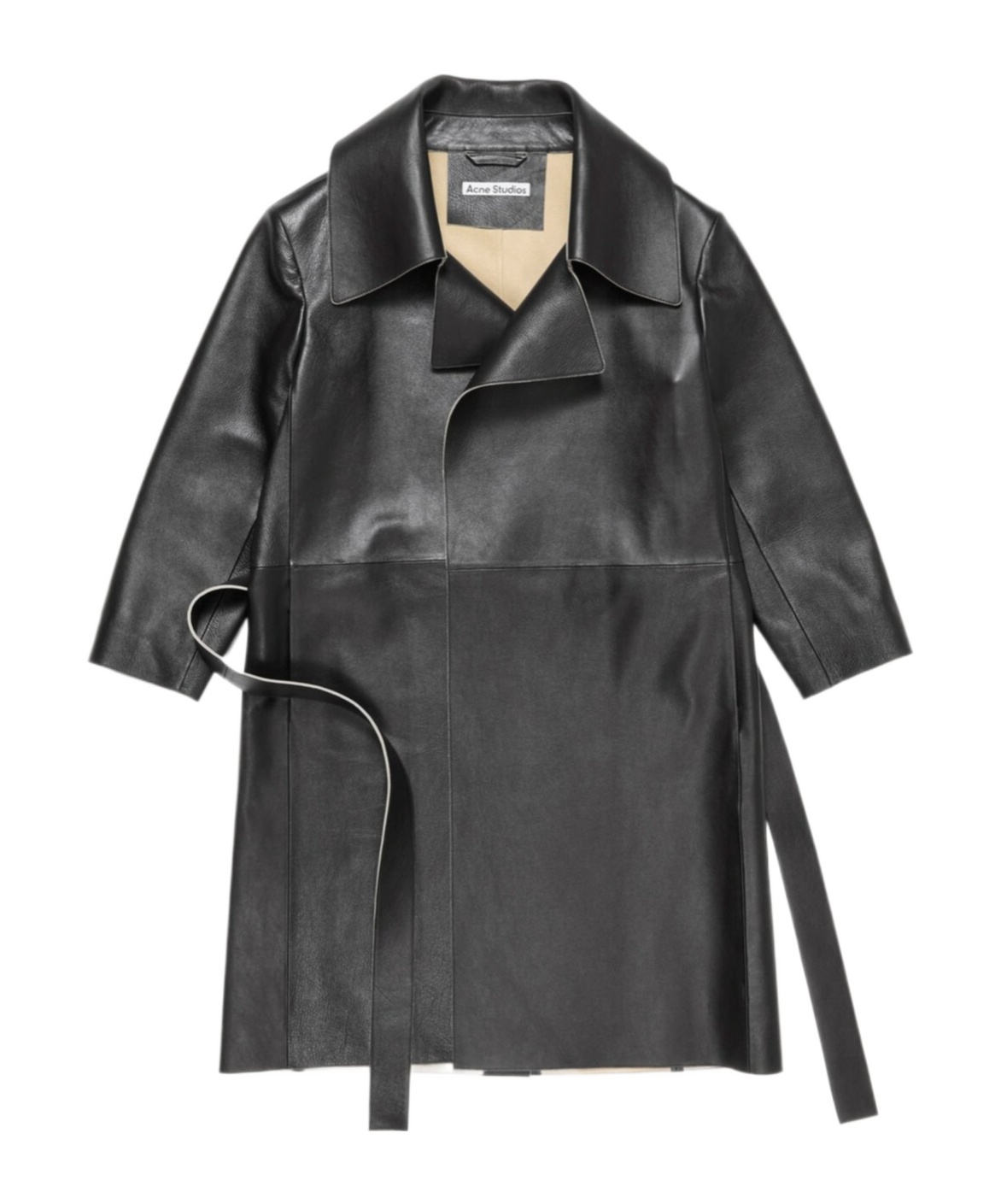 Acne Studios Double-breasted Leather Coat In Black