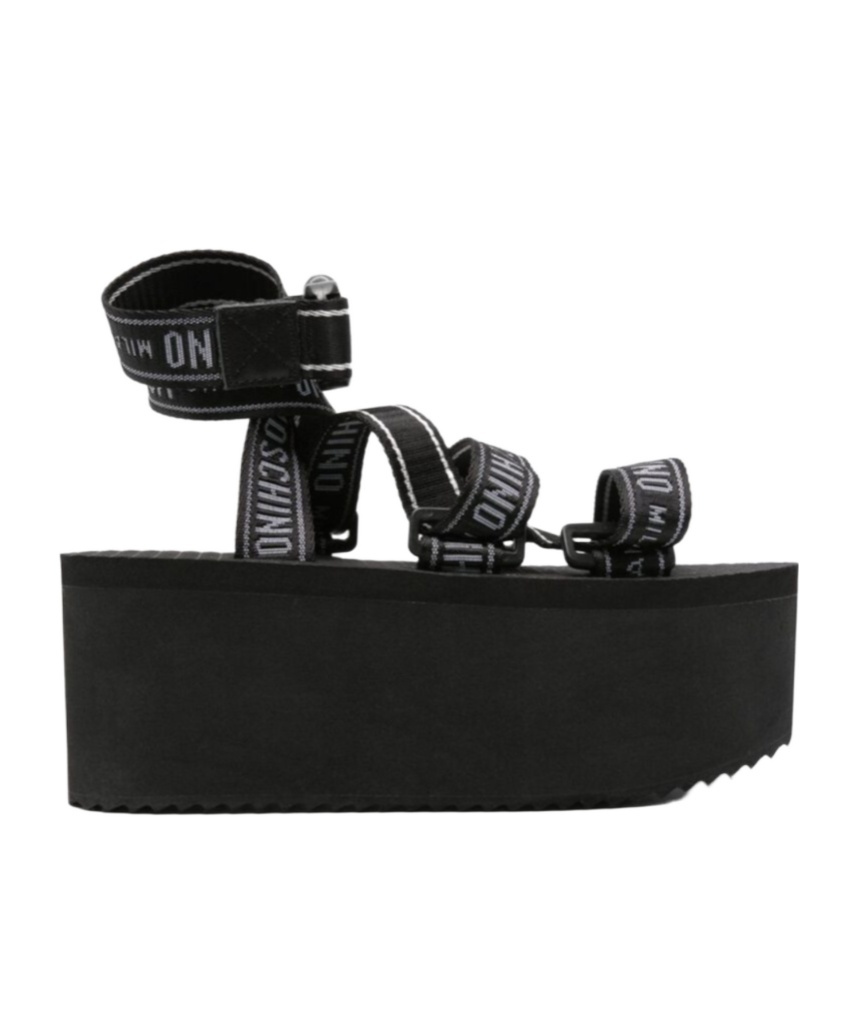 MOSCHINO LOGO-STRAP PLATFORM SANDALS 