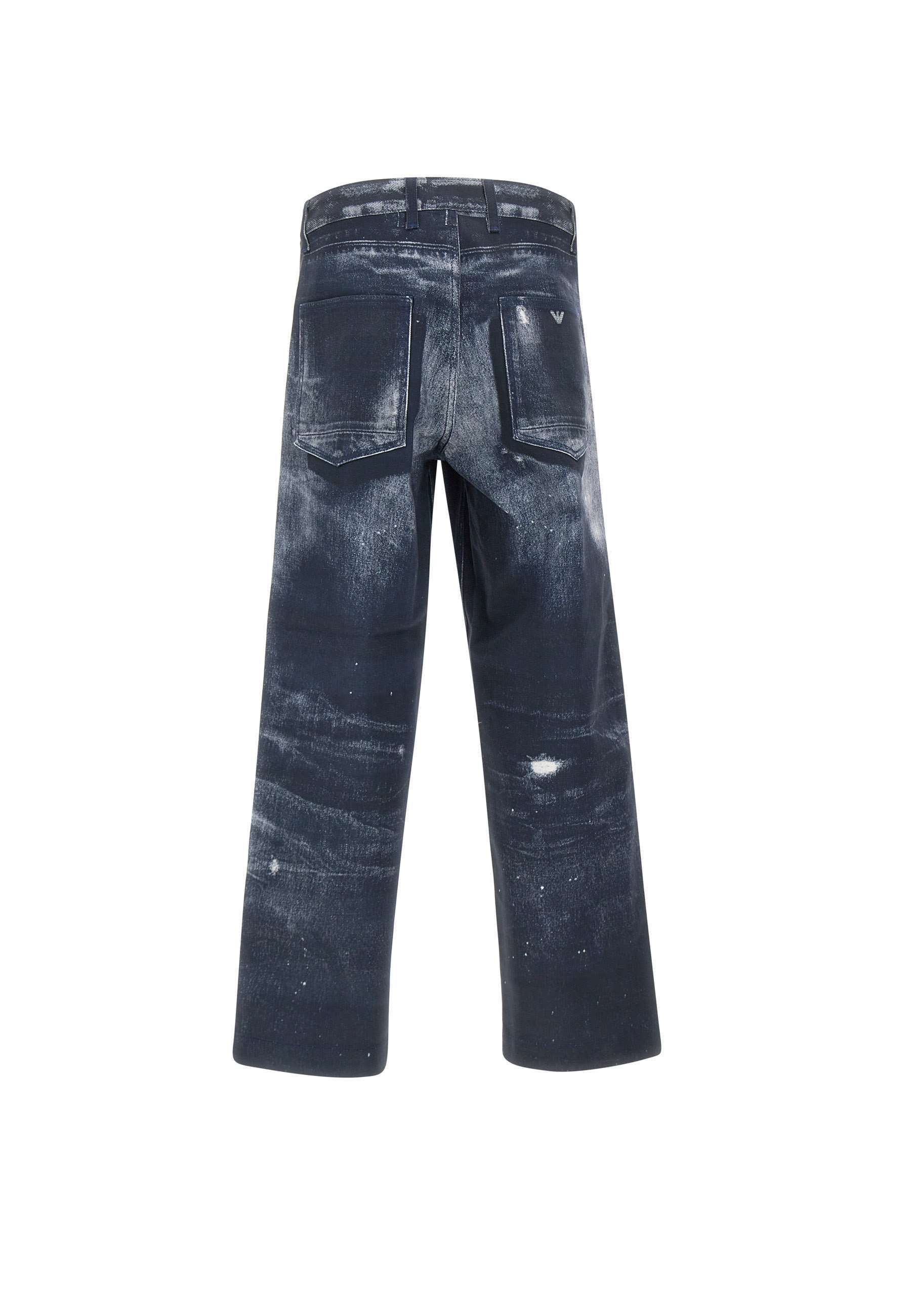 Emporio Armani Distressed Regular Fit Jeans In Black