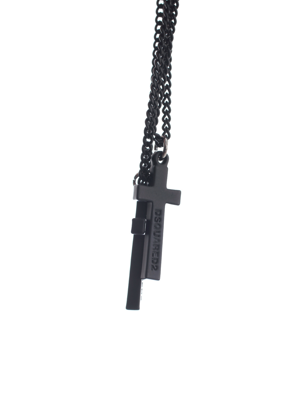 Dsquared2 Layered Cross Pendant Necklace In Gray