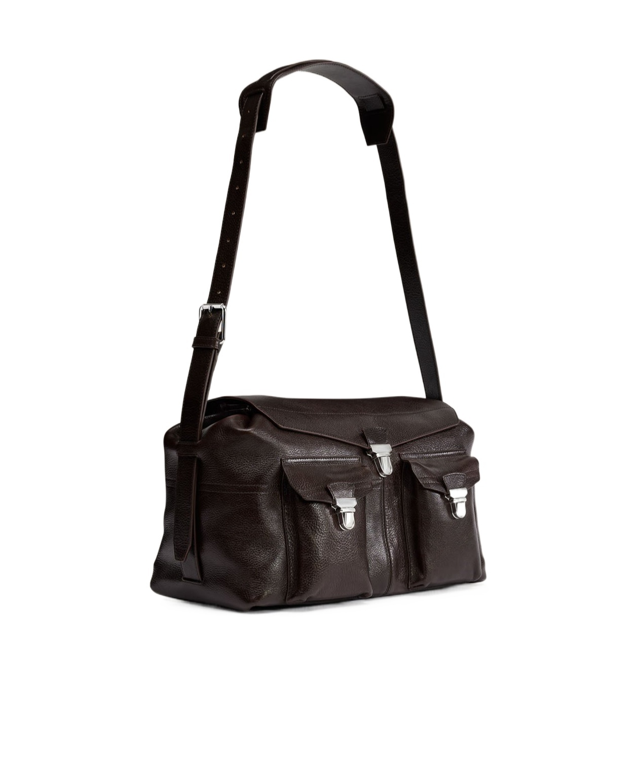Lemaire Weekend Gear Leather Crossbody Bag With Pockets In Black