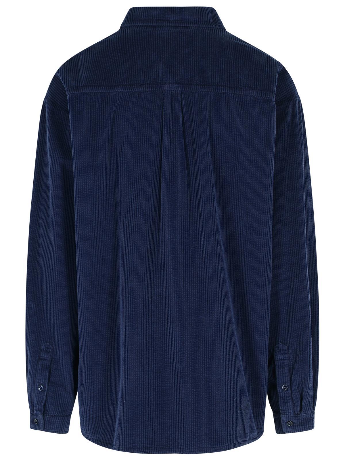 Erl Cotton Shirt With Chest Pocket And Long Sleeves In Blue