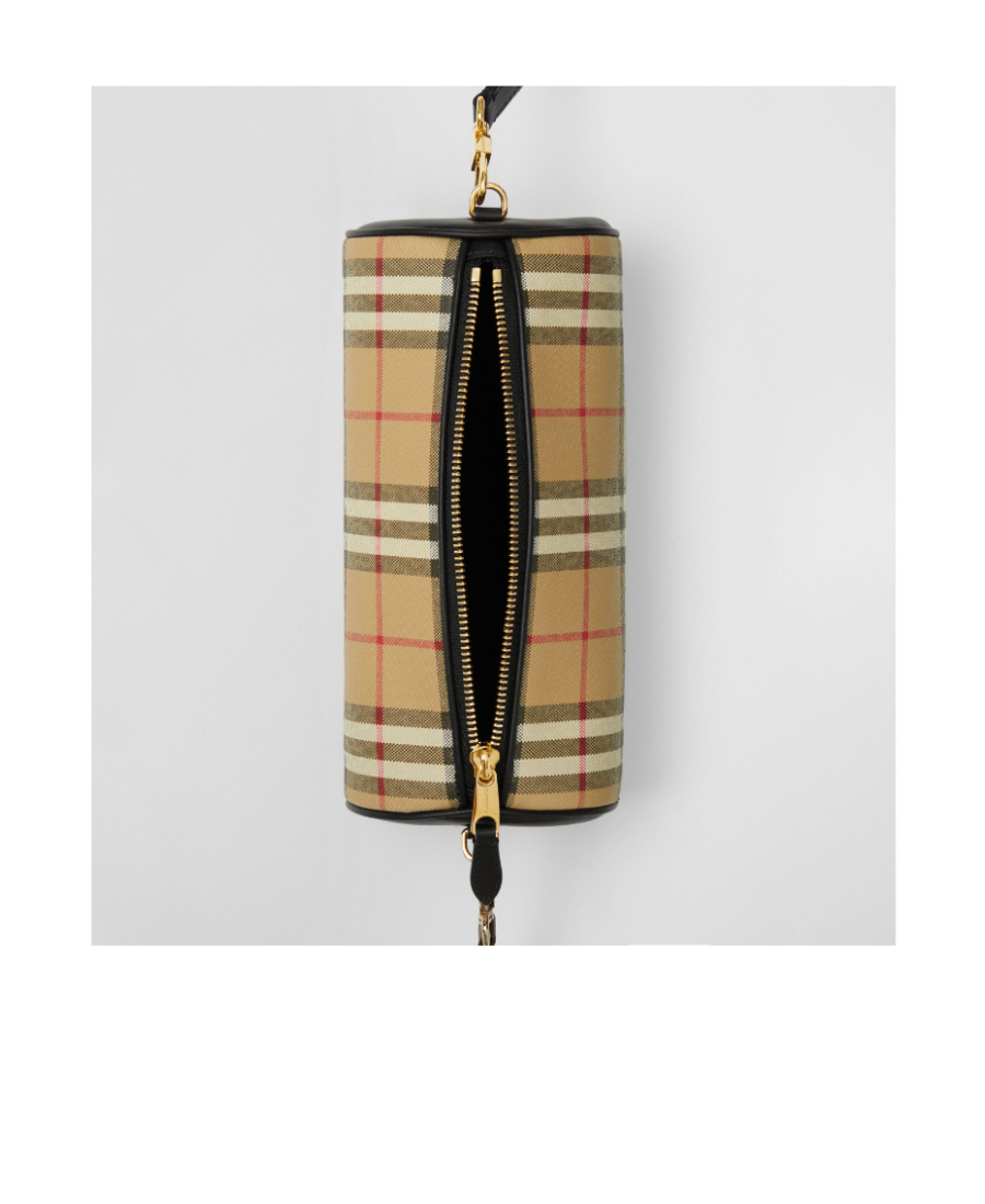 Burberry Vintage Check Crossbody Barrel Bag In Nude