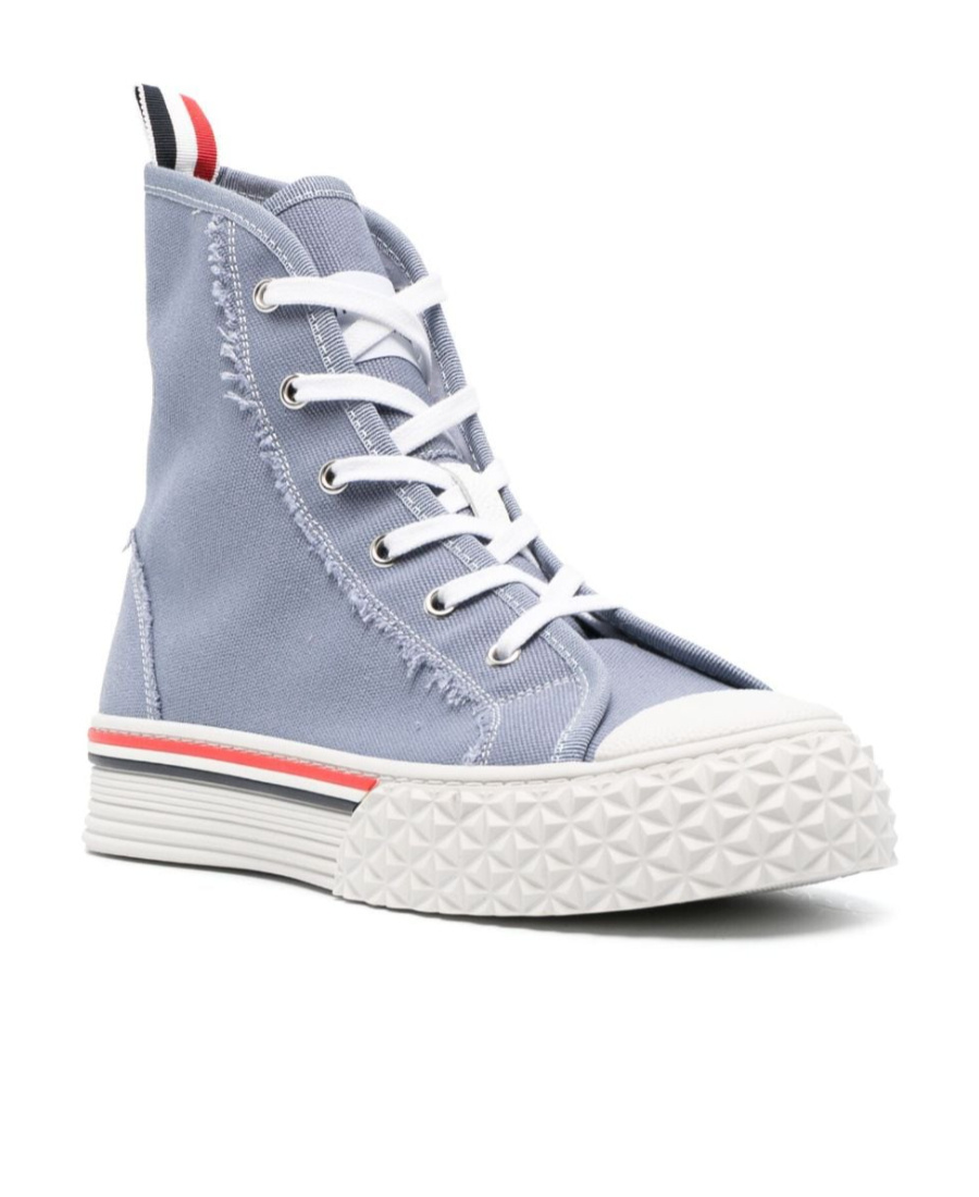 Thom Browne Rwb-stripe High-top Sneakers In Gray