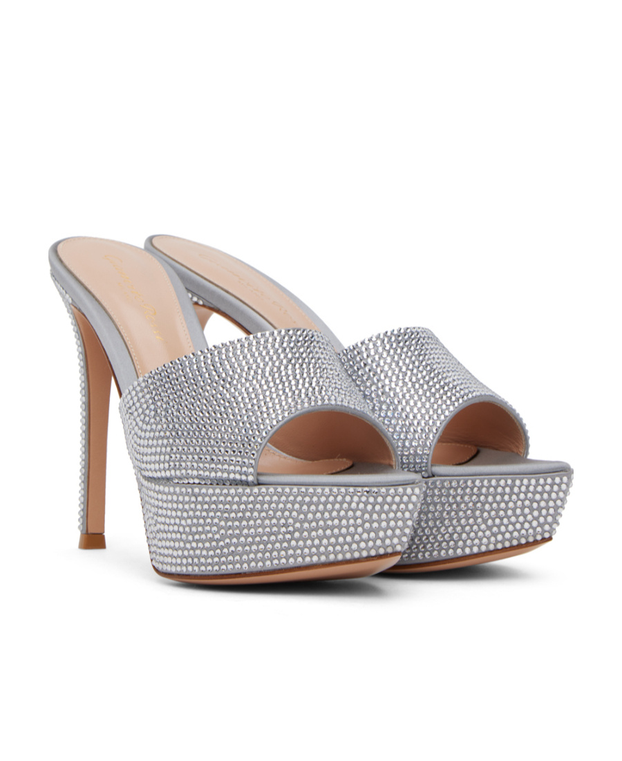 Gianvito Rossi Tracey Crystal High-heeled Sandals In Gray