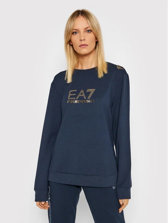EA7 LOGO-PRINT CREW NECK SWEATSHIRT