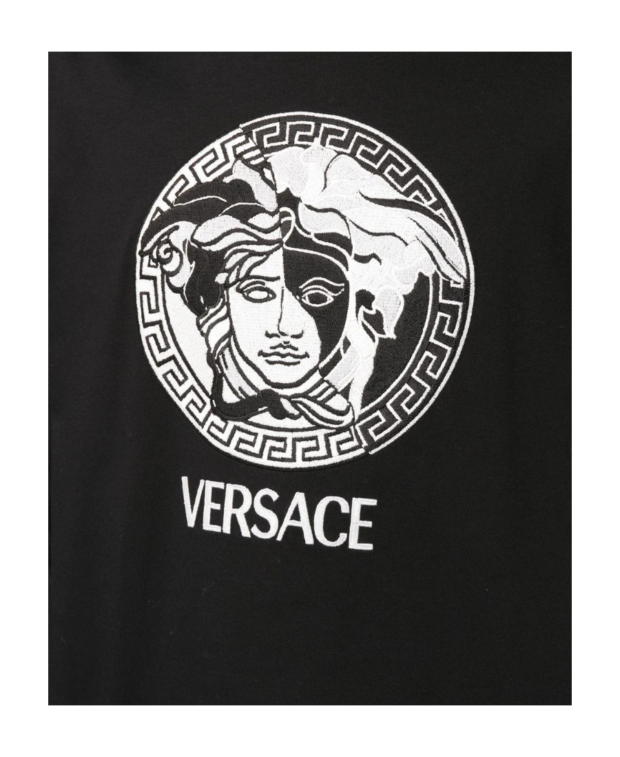 Versace Logo-print Cotton T-shirt In Black