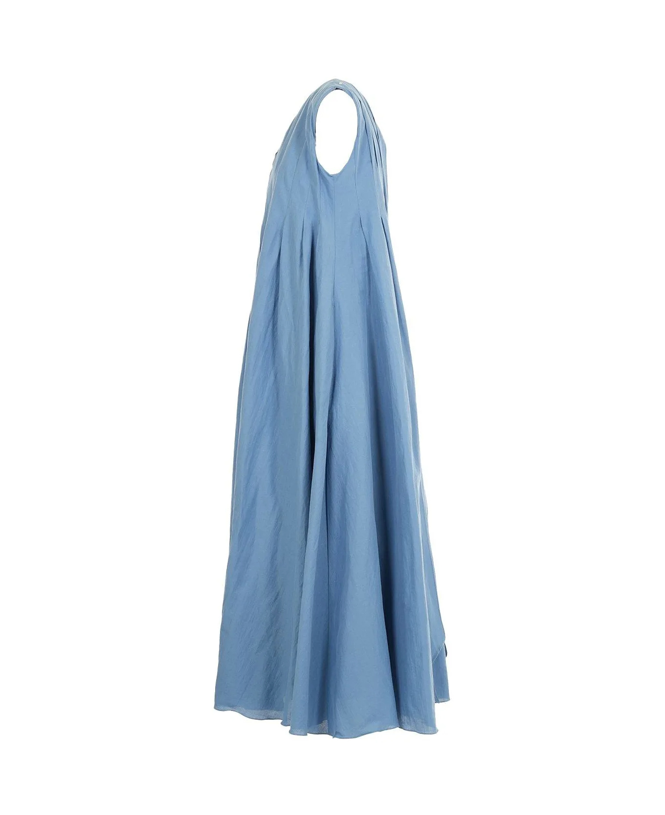 Max Mara 's V-neck Pleated Sleeveless Dress In Blue
