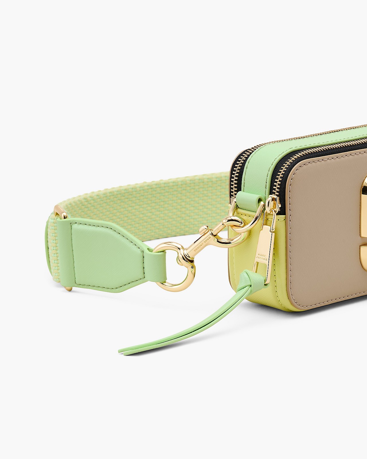 Marc Jacobs Beige And Acid Green Leather The Snapshot Crossbody Bag In Nude