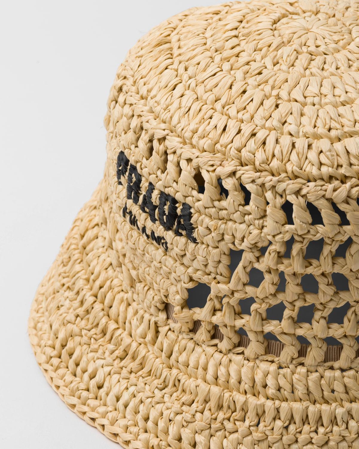 Prada Womens Neutral Embroidered Lettered-logo Crochet Bucket Hat In Nude