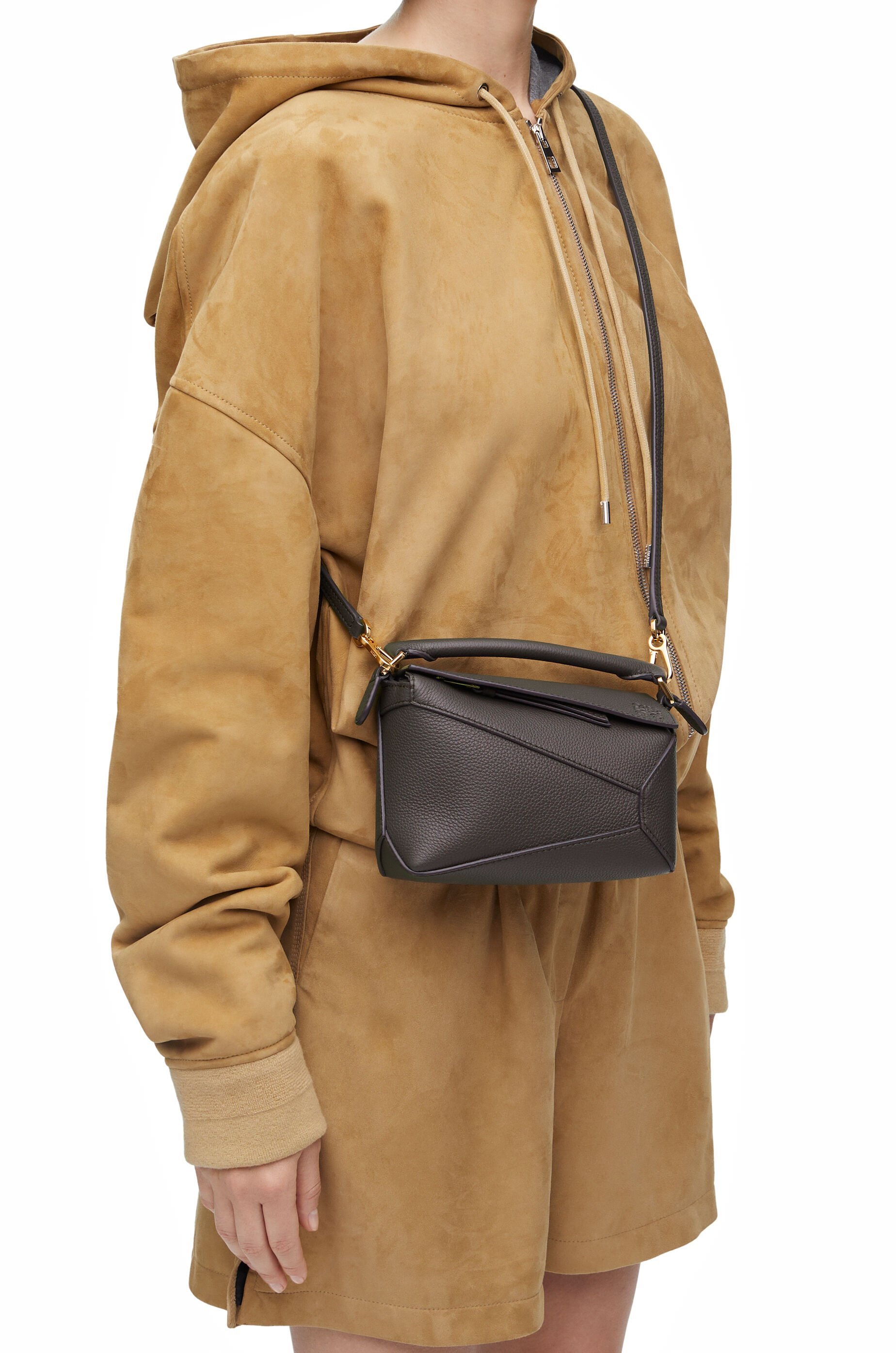 Loewe Puzzle Edge Mini Top-handle Bag In Grained Leather In Black
