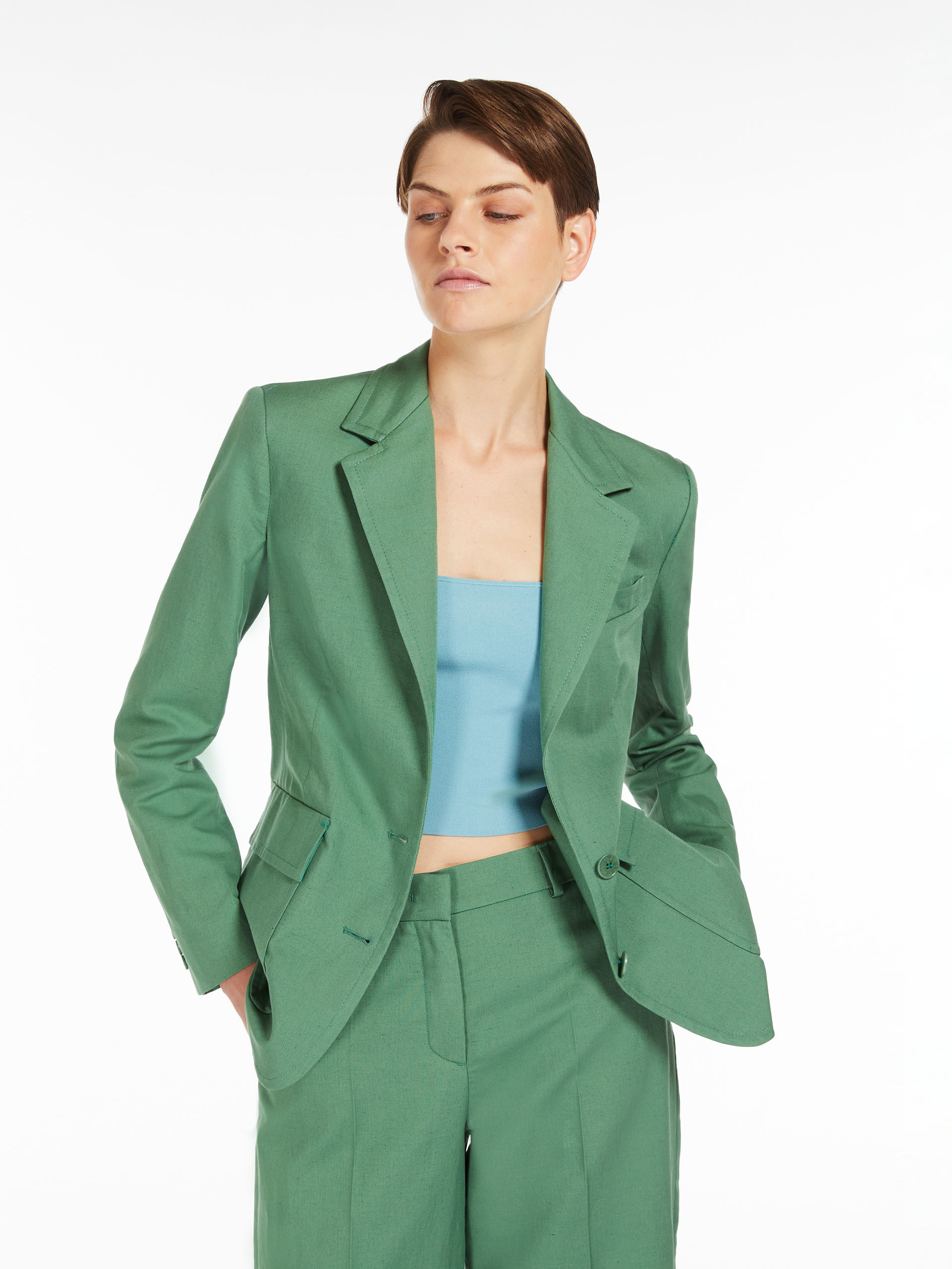 Weekend Max Mara Lamine Blazer In Green