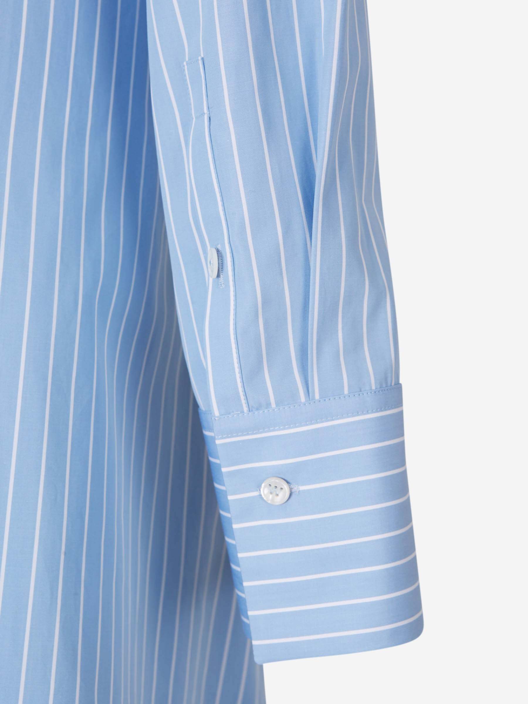 Jil Sander Belted Midi Dress With Classic Shirt Silhouette In Blue