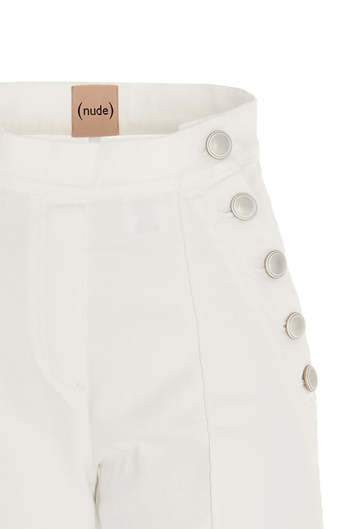 Nude High-waisted Button-detail Denim Trousers