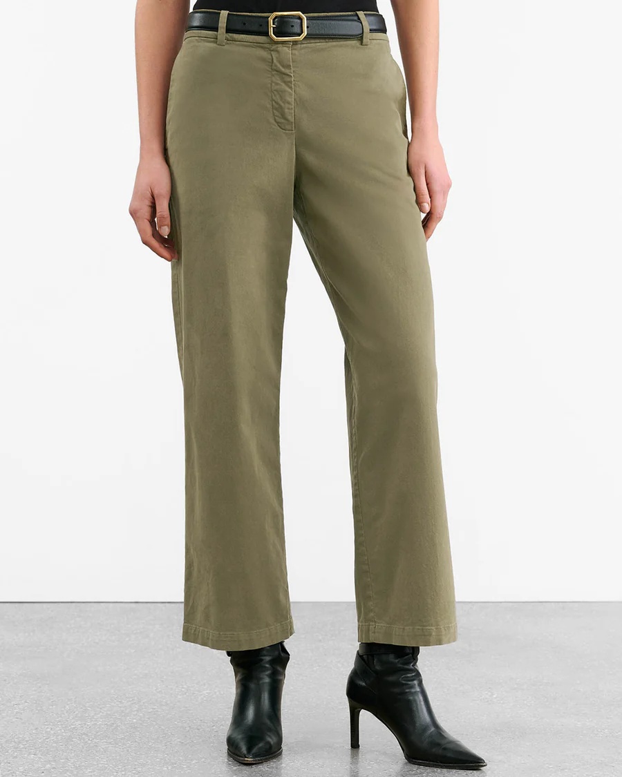 Nili Lotan Nohan Brushed Cotton-blend Twill Wide-leg Pants In Green