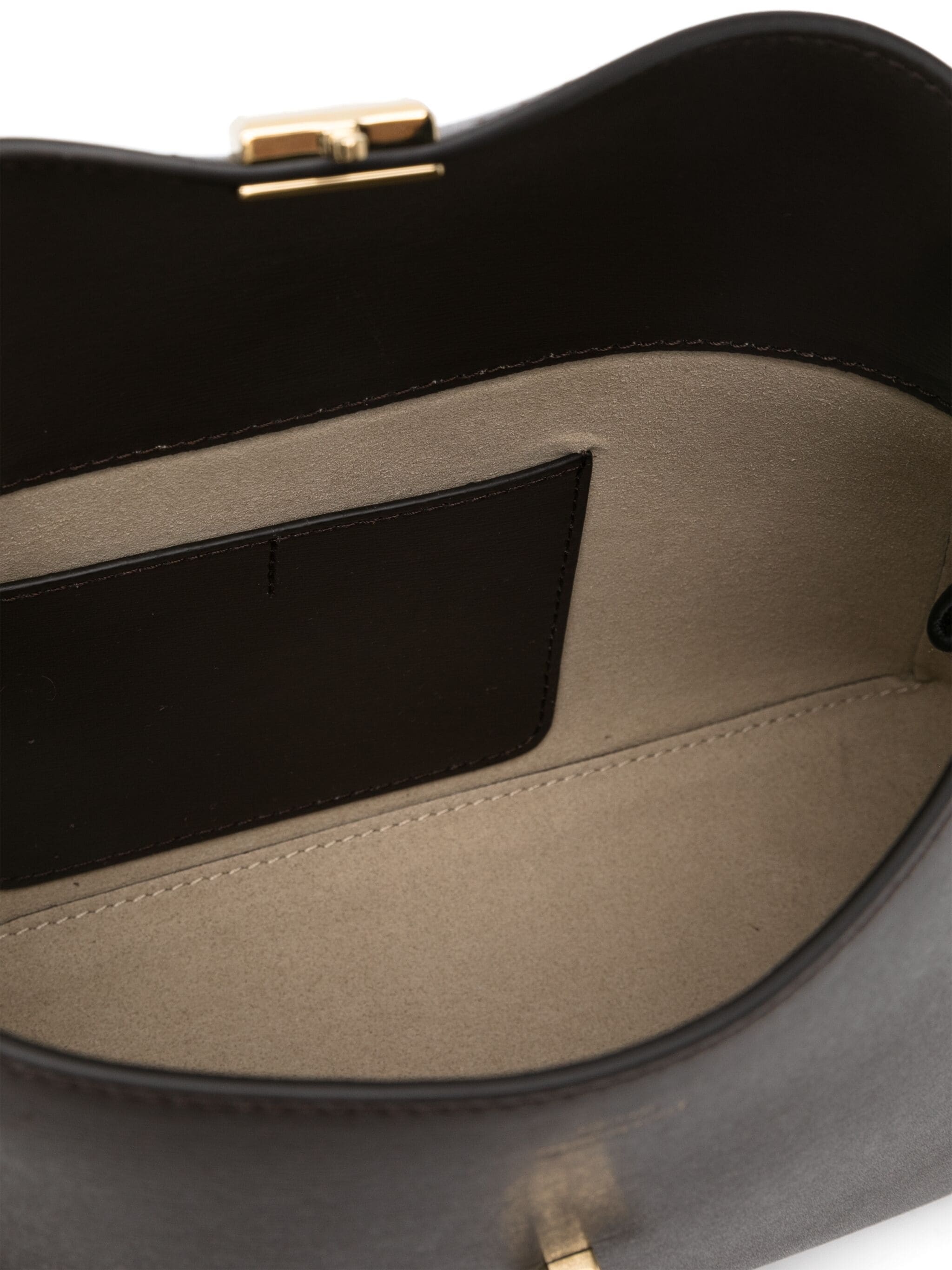 Totême Taupe T-lock Leather Top Handle Bag In Black