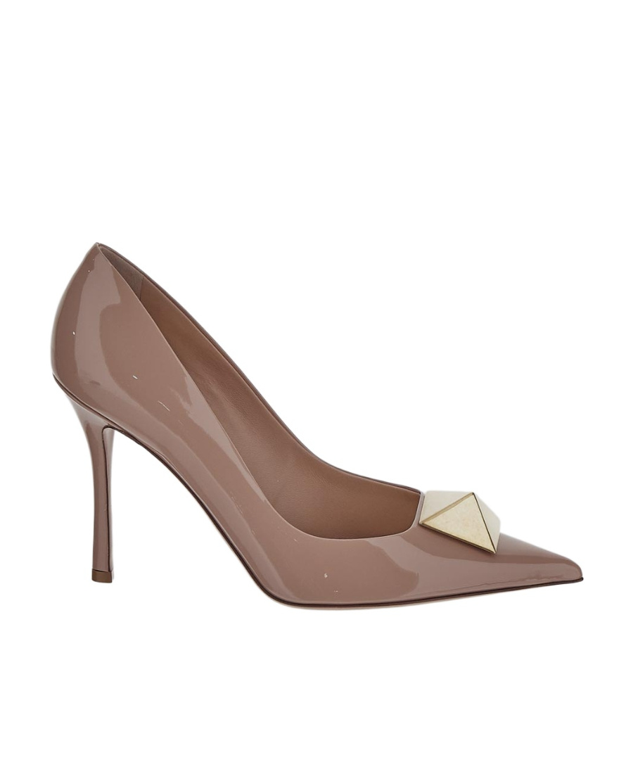 Shop Valentino Front Riveted High Heels In Brown