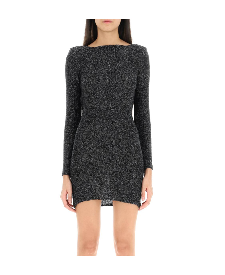Saint Laurent Open-back Lurex Minidress In Black