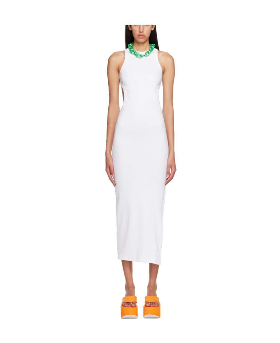 Msgm White Cutout Midi Dress In White