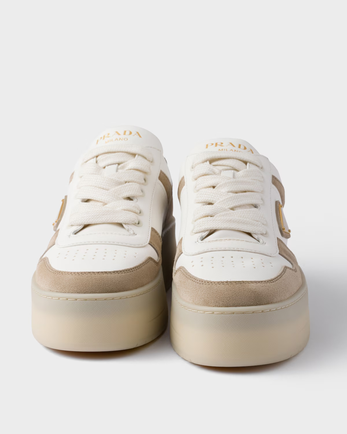 Prada Sneakers Downtown Bold In Napa And Suede Leather In Brown
