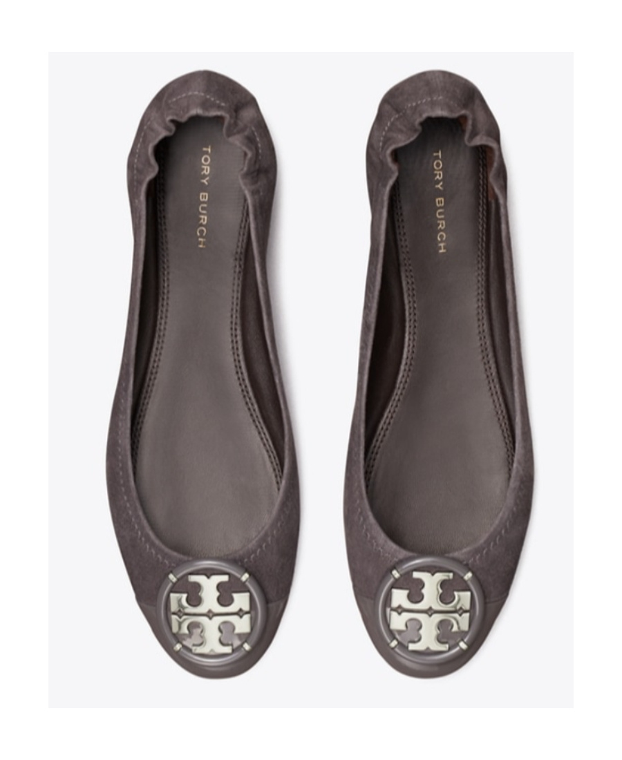 Tory Burch 10mm Logo-plaque Ballerina Shoes In Black