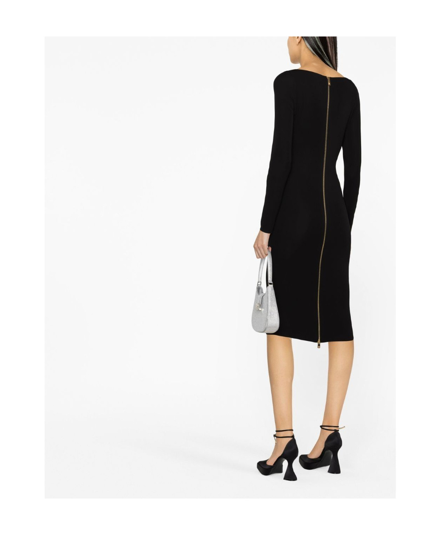 Versace Medusa Plaque Midi Dress In Black