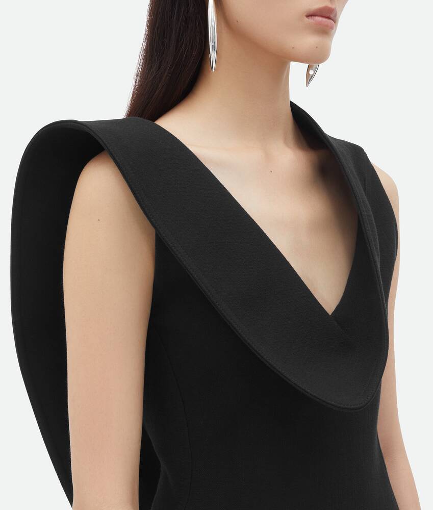 Bottega Veneta Structured Gabardine-weave Midi Dress In Black