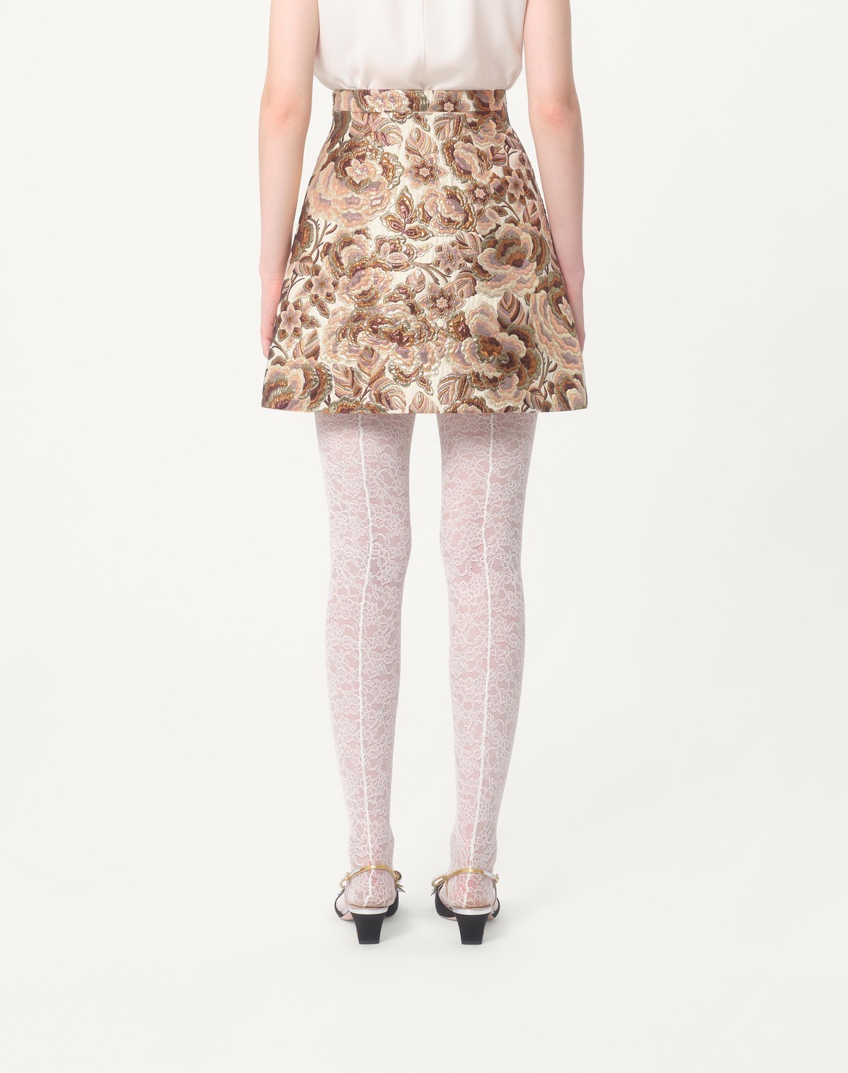Valentino Gonna In After Winter Quilted Pink Lurex In Nude