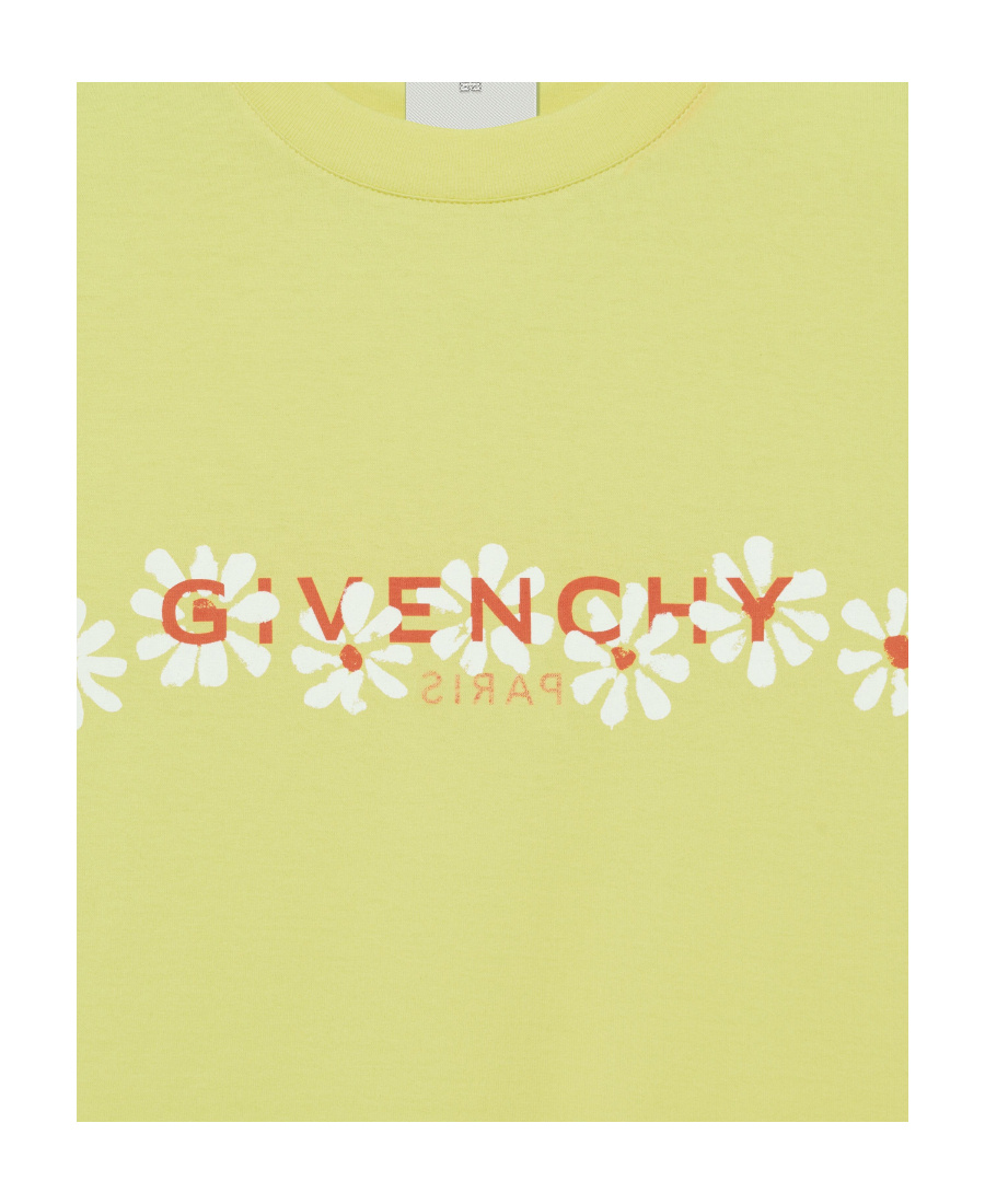 Givenchy T-shirt In Jersey With Stencil Effect Reverse Print In Acid Yellow