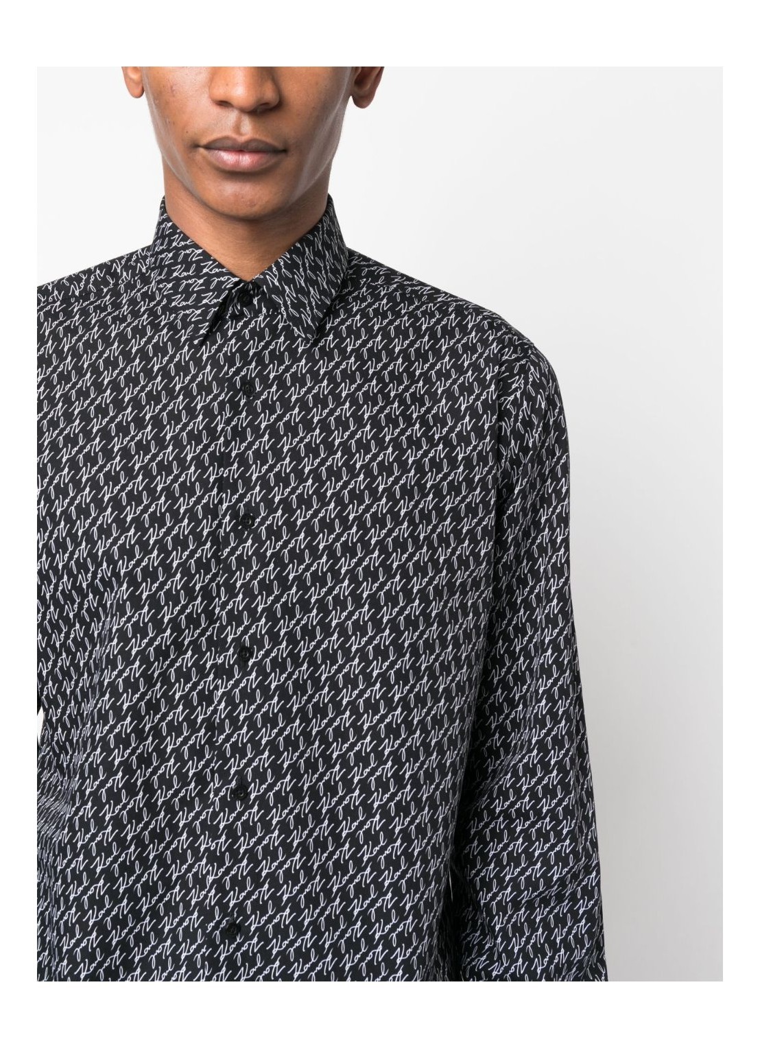 Karl Lagerfeld Long-sleeved Shirt In Black