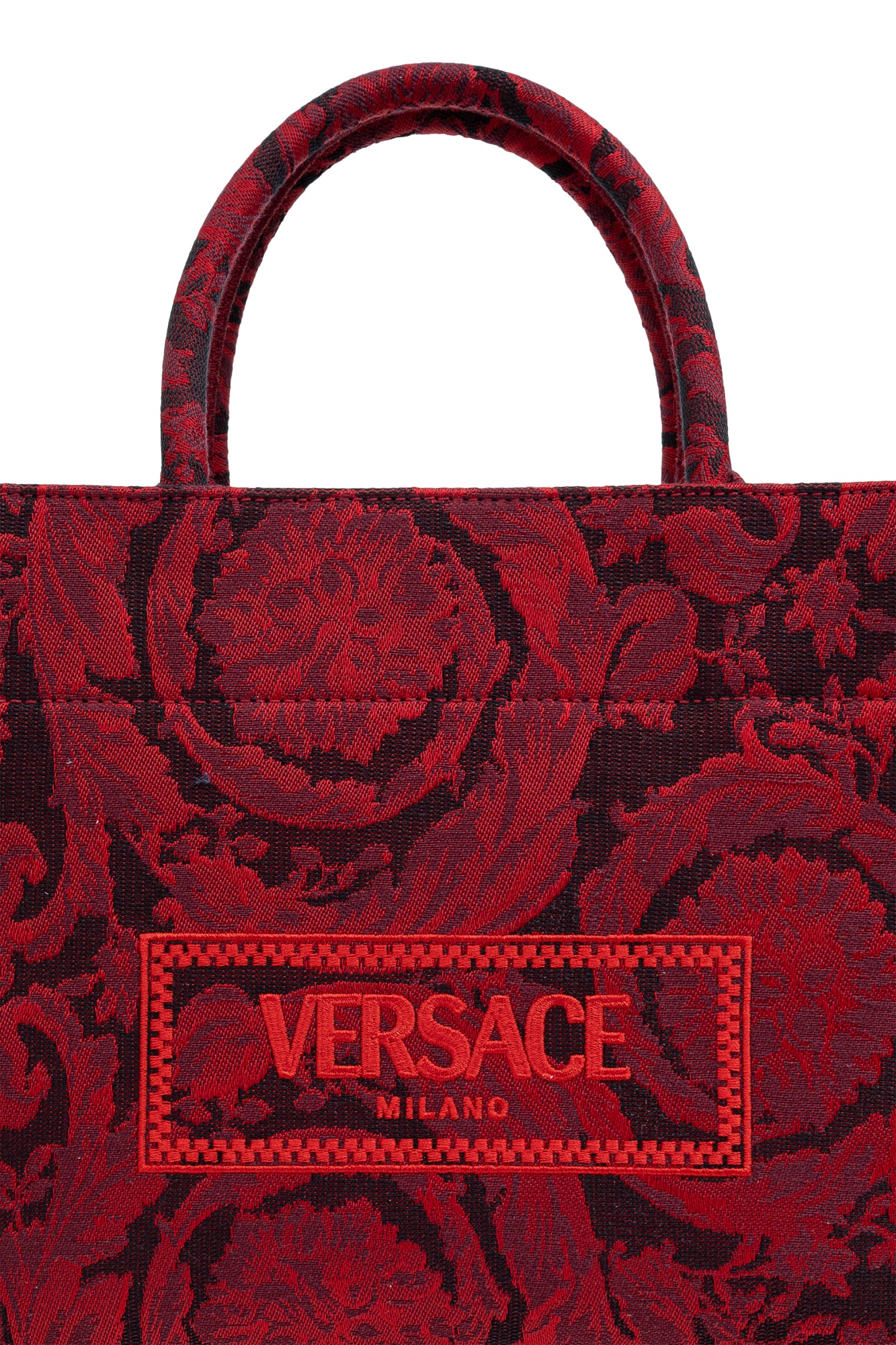 Versace Double Handle Shoulder Bag In Red