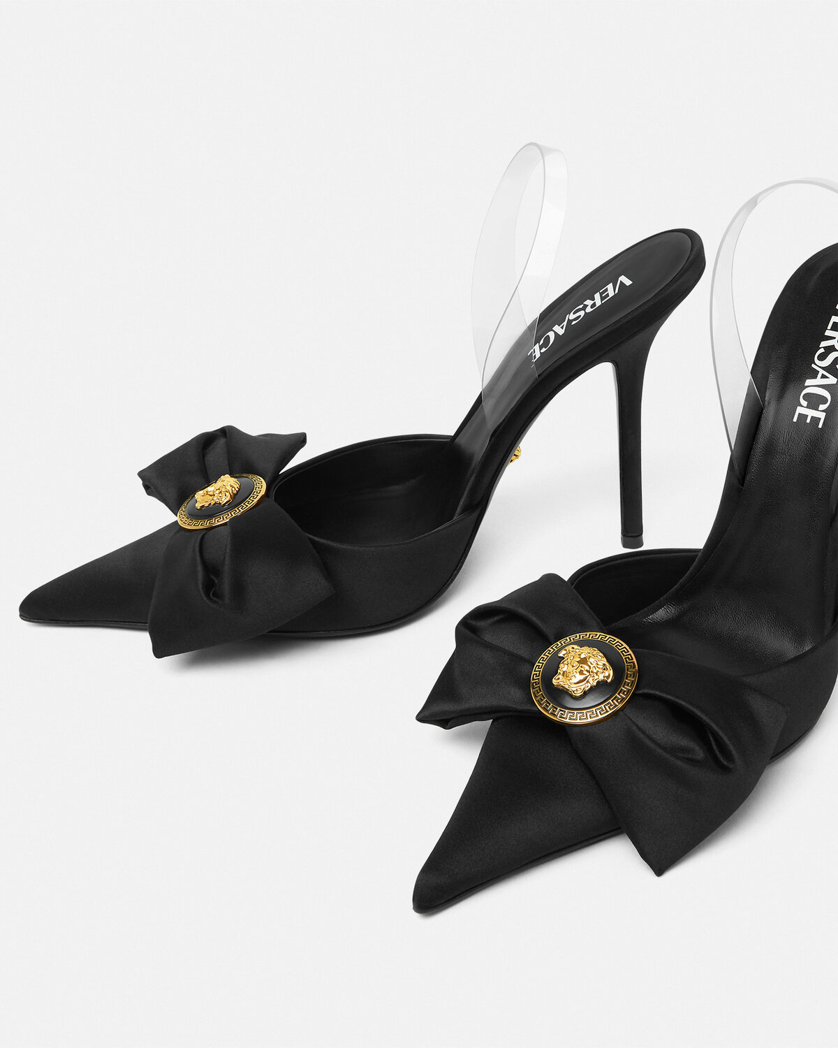 Versace Black Alia Slingback Heels In Black