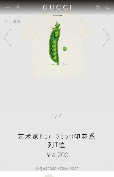 Gucci X Ken Scott Pea Print T-shirt In White
