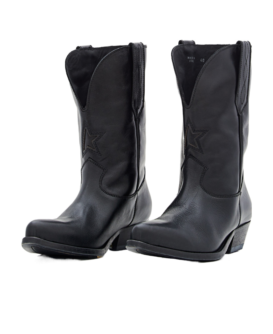 Golden Goose Western-style Leather Boots In Black
