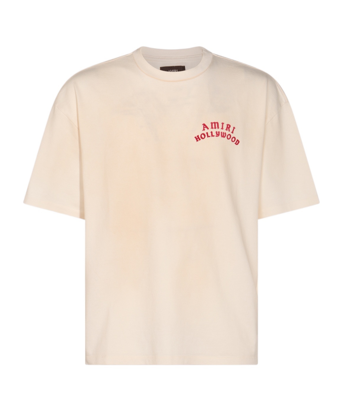 Amiri White Crewneck T-shirt With Logo Lettering On Front And Rear In Cotton Man In Pink
