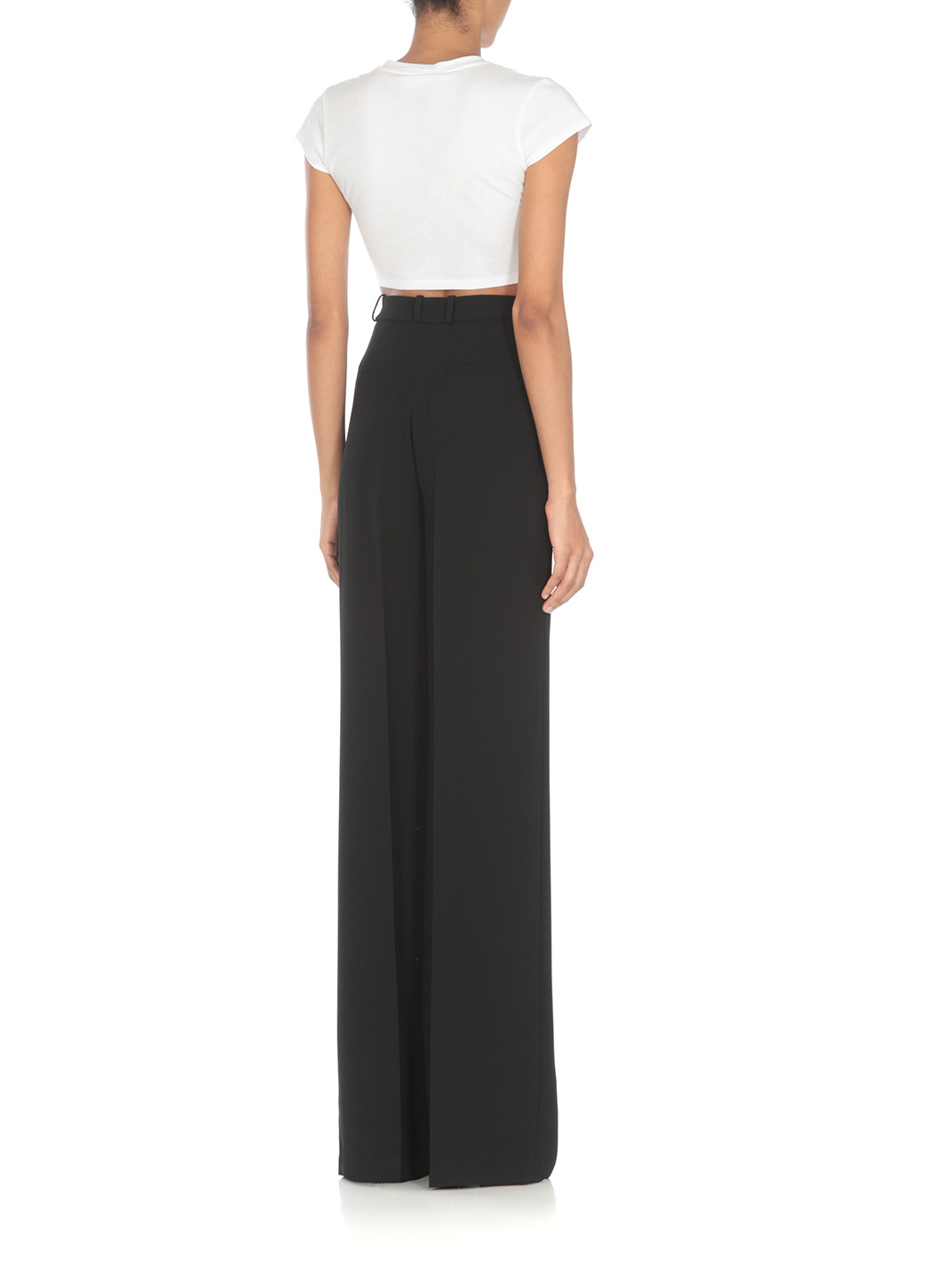 Elisabetta Franchi Logo Patch Wide-leg Trousers In Black