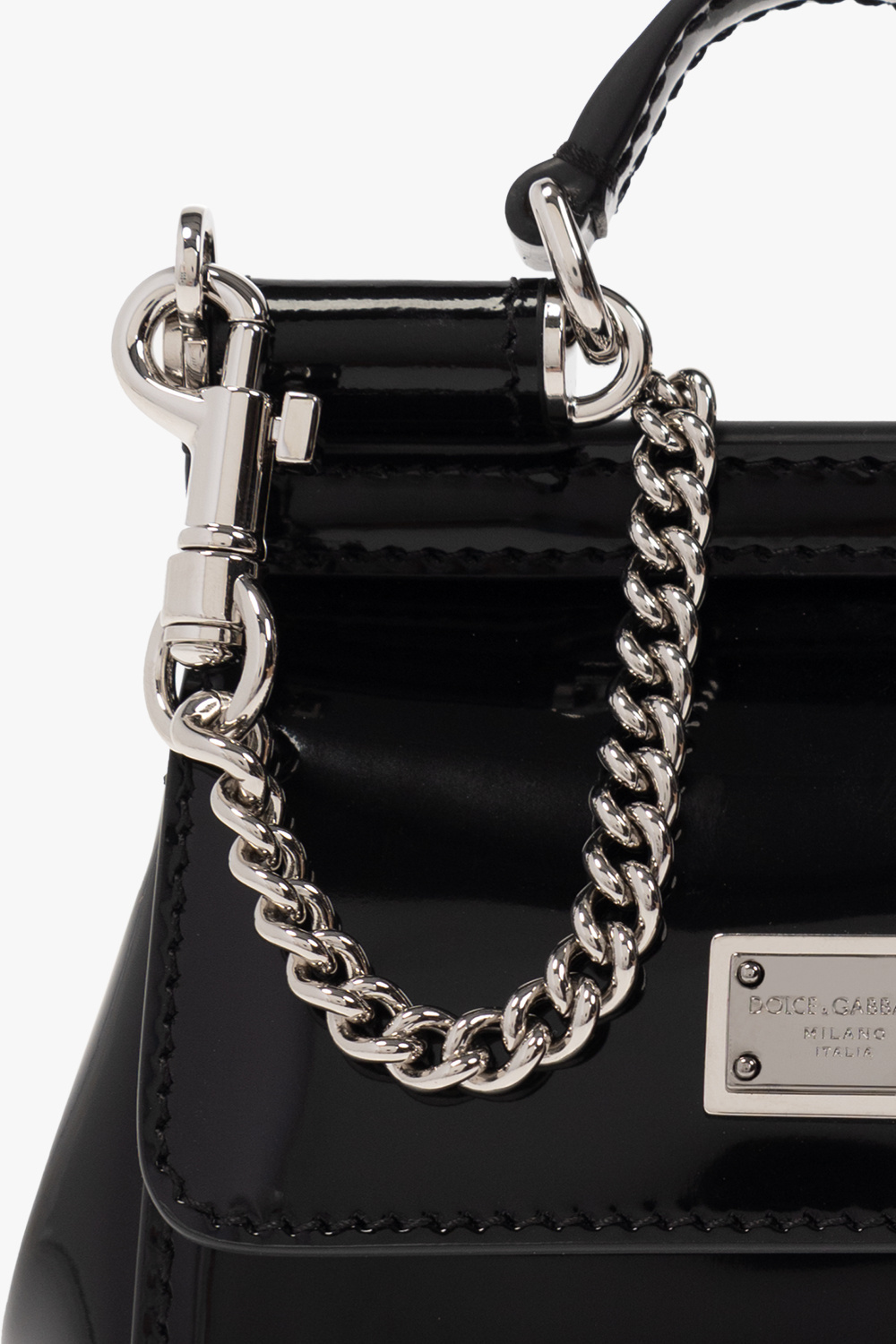 Shop Dolce & Gabbana Logo-plaque Leather Mini Bag In Black