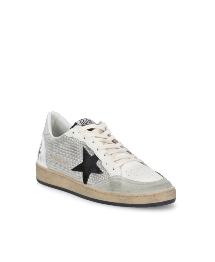 Golden Goose "ball Star" Net Upper Suede Star Laminated Heel Crack Spur Sneakers Shoes In Gray