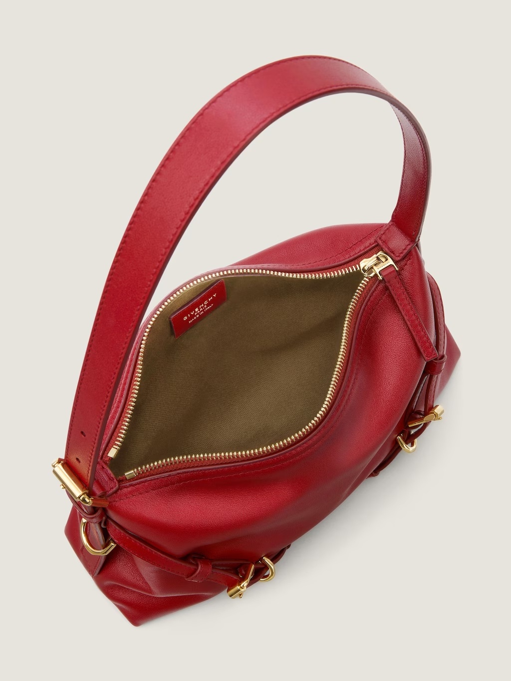 Givenchy Mini Voyou Bag In Shiny Leather In Red