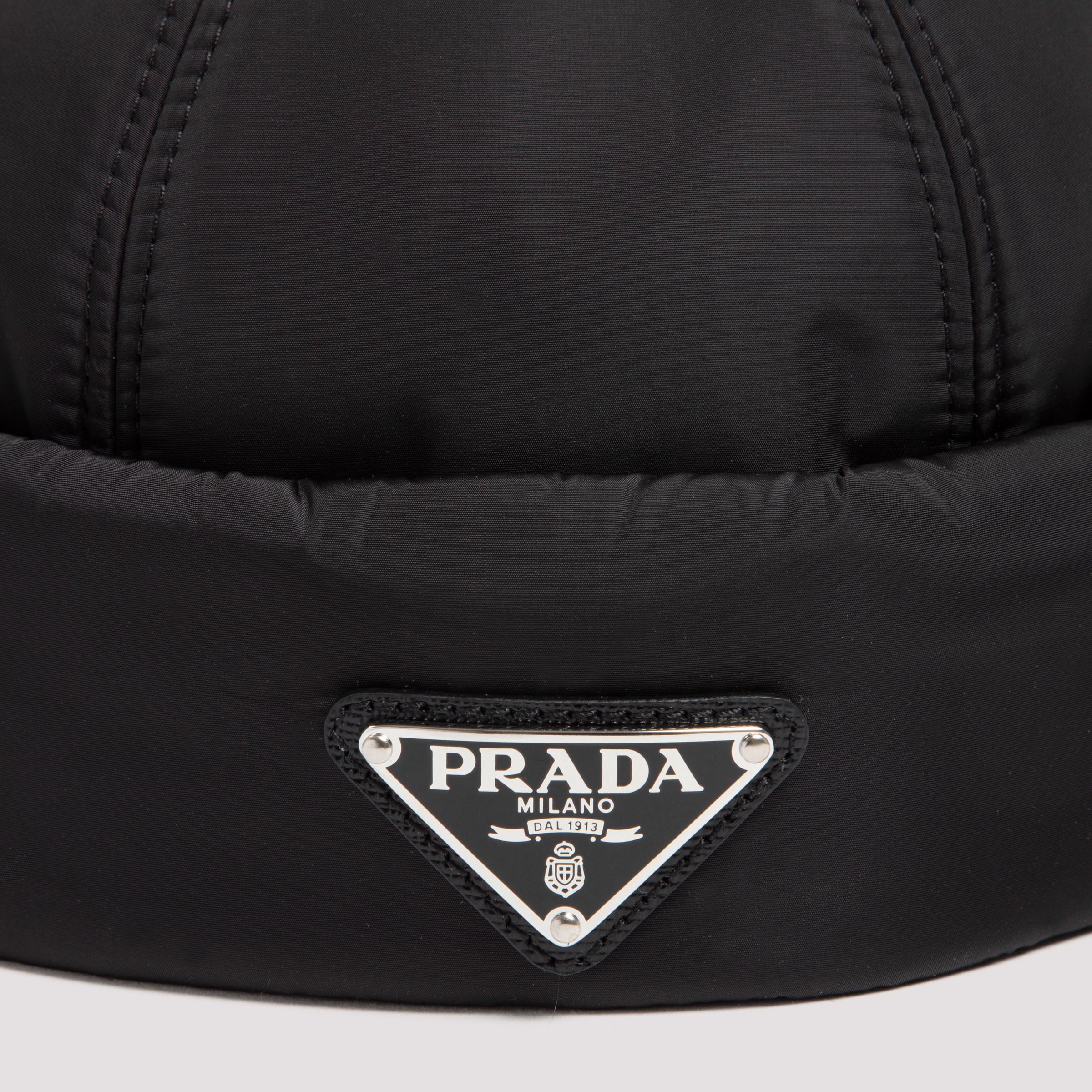 Prada Black Nylon Hat Men In Black