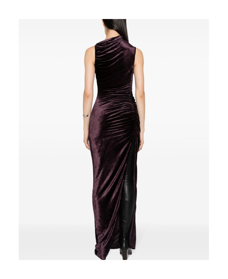 Rick Owens Svita Gathered Velvet Maxi Dress In Black