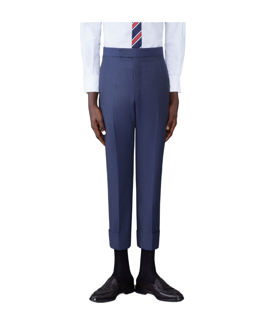 Shop Thom Browne Fit 1 Backstrap Trousers In Blue