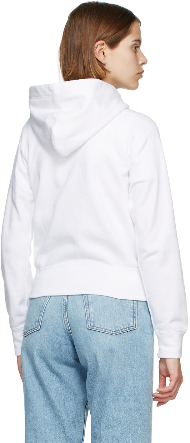 Shop Comme Des Garçons Play Logo Embroidered Zipper Hooded Jacket In White