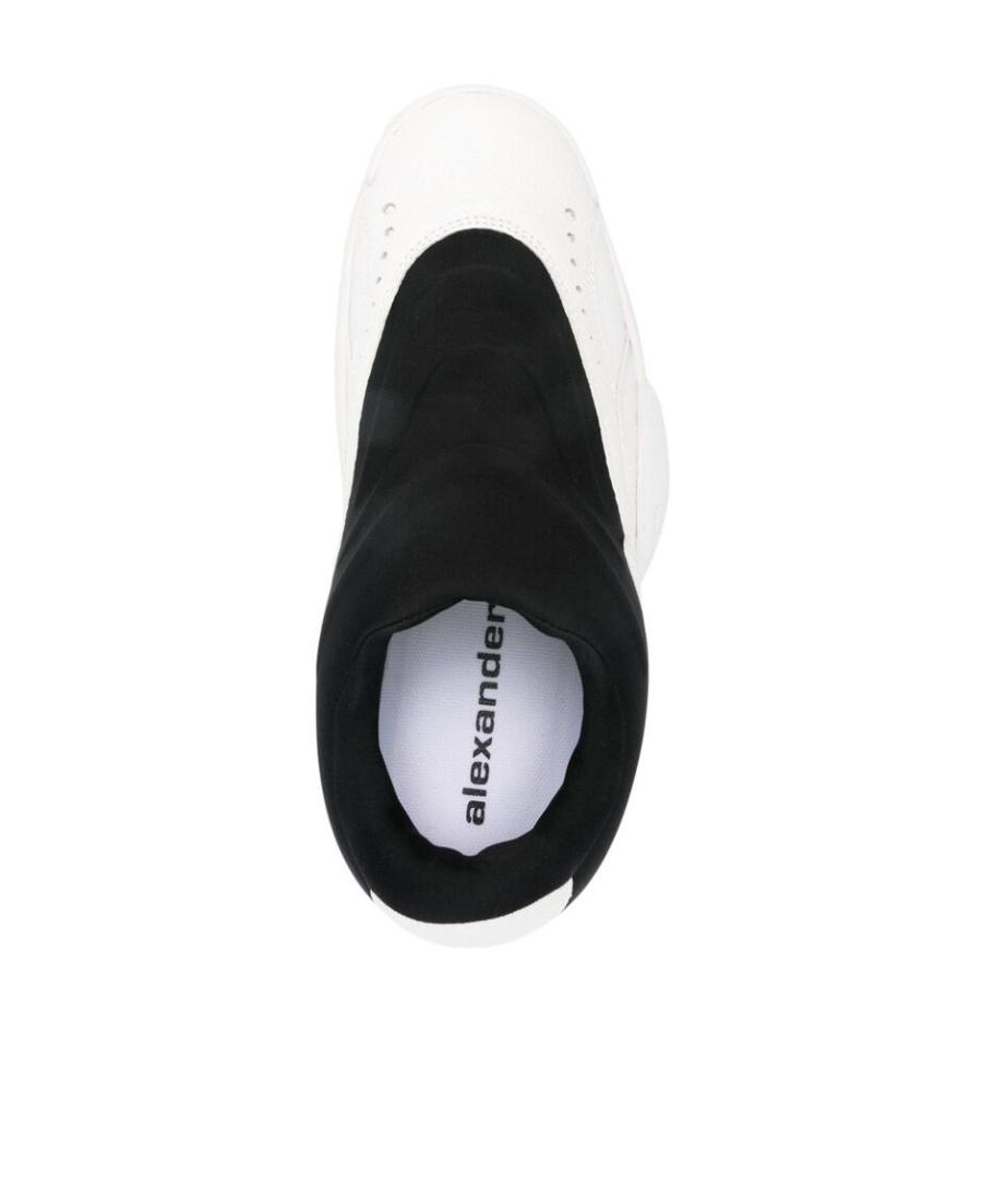 Alexander Wang Hoop Pebble-texture Leather Sneakers In White