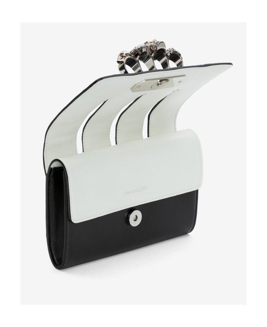 Alexander Mcqueen Women Two-tone Nappa Leather The Slash Clutch In Black