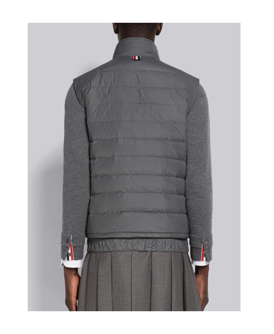 Shop Thom Browne 4-bar Motif Puffer Gilet In Gray